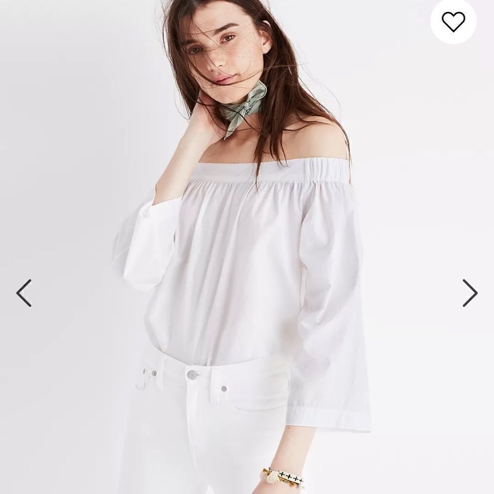 3/$25 MADEWELL White Clean Off the Shoulder Top.Size L